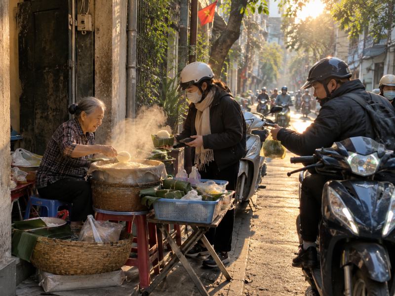 Gánh xôi buổi sáng đầu ngõ Hà Nội, ví dụ mô hình kinh doanh đơn giản